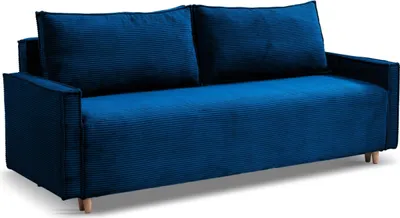 Produktbild von Sofa mit Schlaffunktion und Bettkasten - Moderner Cordstoff - Dunkelblau - 214x76x88 cm - Farben zur Auswahl - Sofa 3-Sitzer