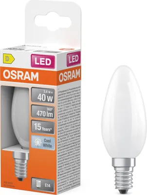 Zdjęcie produktu dla OSRAM LED Retrofit CLASSIC B w kształcie litery B, żarówka LED, szkło, matowa, 3,4 W, 470 lm, 4000 K, CRI 80