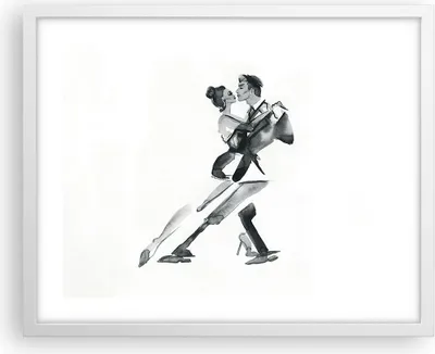 Produktbild von Gerahmtes Poster - Weißer Rahmen - Tango Zeichnen Schwarzweiß - 50x40 cm - Wand Bild - Wanddeko - Wandbilder - Wandposter - Bilderrahmen - Bilder - Kunstdruck - Wandbild - P2WAA50x40-4300