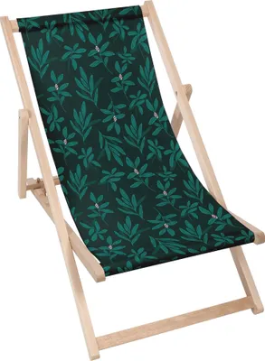 Image de Dreamroots Chaise longue pliante bois jusqu'à 130 kg, Chaise longue pliante avec dossier inclinable en 3 positions, Deep in the Forest
