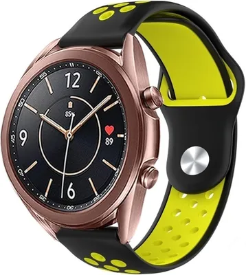 Produktbild von Strap-it Samsung Galaxy Watch 3 41mm Sportarmband (Schwarz / Gelb)
