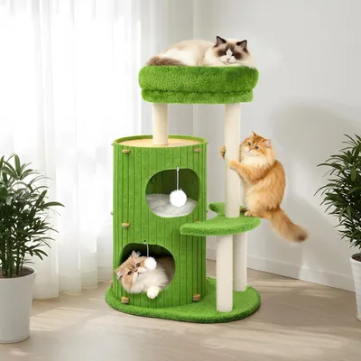 Produktbild von Kratzbaum Katzenbaum mit 4 Zonen, 2 Höhlen, Plattform & Sisalsäule, waschbare Kissen, stabil bis 25 kg, Kletterbaum für Mehrkatzenhaushalt