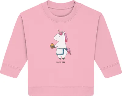 Produktbild von Mr. & Mrs. Panda Organic Baby Pullover Einhorn Muffin 12. - 18. Monat - Baumwolle Pink - Geschenk, Geburtstag, Unicorn, Geburtstagsgrüße, Backen, Grüße, Bullover