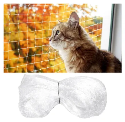 Produktbild von Katzennetz für Balkon, Katzensicherung für Balkone, Balkonnetz für Katzen mit 2,5 cm Maschenweite, 8x3 Meter Katzenschutznetz, kein Bohren erforderlich, kann auf die gewünschte Größe zugeschnitten werden