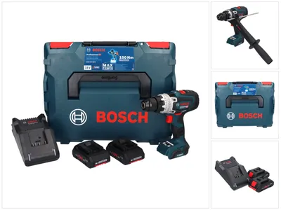 Zdjęcie produktu dla Bosch GSR 18V-150 C Profesjonalna akumulatorowa wiertarko-wkrętarka 18 V 150 Nm Biturbo Brushless + 2x akumulator ProCORE 4,0 Ah + ładowarka + L-Boxx