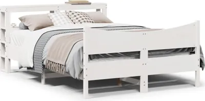 Image de Maison Exclusive - Cadre de lit avec tête de lit blanc 140x200 cm bois pin massif