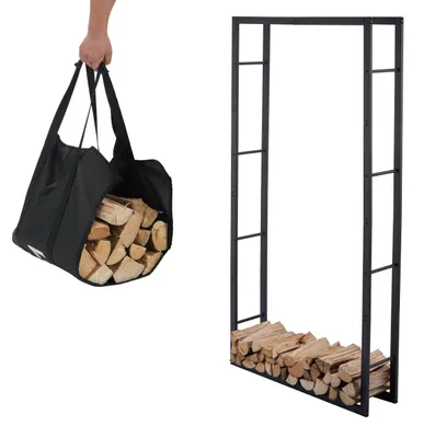 Zdjęcie produktu dla Półka na drewno kominkowe Lendo Online, 100x25x196 cm, z torbą transportową