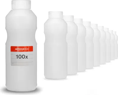 Produktbild von 100x Quetschflaschen, Ketchupflaschen 500 ml mit weißem Ketchupdeckel und Beschriftungsetiketten