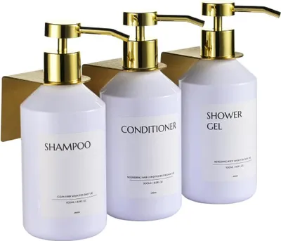 Produktbild von Wand-Seifenspender 500ml weiß gold 3er Set Küche Bad