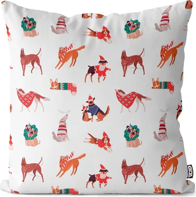 Produktbild von VOID Weihnachten Hunde Nikolaus Kissenbezug Kissenhülle Sofakissen Kissen Deko Outdoor-Kissen Dekokissen