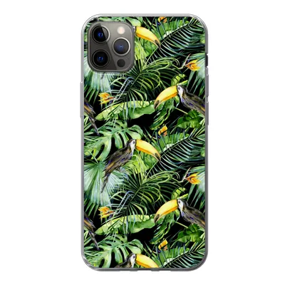 Produktbild von MuchoWow® Handyhülle Schutzhülle Hülle für iPhone 12 Pro Max Tukan - Muster - Pflanzen Silikon Softcase Handy Hülle - Hartschale