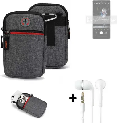 Produktbild von K-S-Trade Gürteltaasche + Kopfhörer kompatibel mit Xiaomi 12S Pro Handy Tasche Holster Schutz Hülle Handy Hülle grau Zusatzfächer 1x
