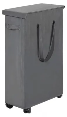 Immagine prodotto di Cesto portabiancheria slim con coperchio, 55 litri, pieghevole, con ruote, grigio