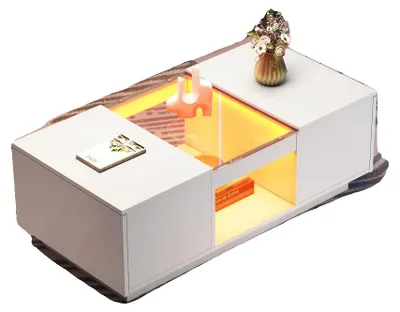 Obrázek produktu pro Konferenční stolek, moderní design, úložné zásuvky, bílý