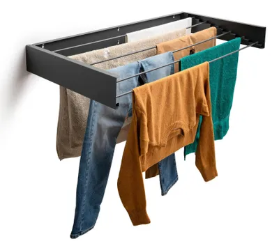 Klappbarer Wandtrockner 117 cm, Stahl, bis 25 kg, anthrazit