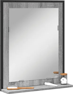 Immagine prodotto di Specchio da bagno con mensola Grey Sonoma 50x12x60 cm Materiale a base di legno