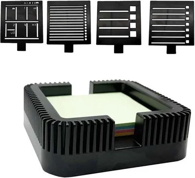 Obrázok produktu pre Organizér na lepiace lístočky so 4 vzormi a farebnými samolepiacimi papiermi, vhodný pre blok na poznámky s rozmermi 7,6 x 7,6 cm