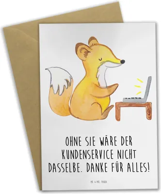 Produktbild von Mr. & Mrs. Panda Klappkarte Kundendienstmitarbeiter Dankeschön - Weiß - Geschenk, Anerkennung, liebevolle Geschenke, Dankeskärtchen, Dankbarkeit, Grußkarte, osterkarte
