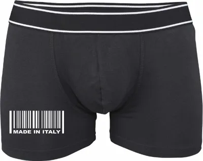 Produktbild von Boxershorts - Mann - Boxer-0045-man-black-v-XL - schwarz - XL - vorn -  Italy Barcode - lustiges Motiv - Spruch - Unterwäsche - Unterhose - Freizeit - lustig