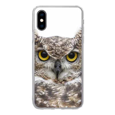Produktbild von MuchoWow® Handyhülle Schutzhülle Hülle für iPhone X Porträt einer braunen Eule auf weißem Hintergrund Silikon Softcase Handy Hülle - Handyhülle