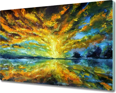 Produktbild von Coloray Schneidebrett Herdabdeckplatte 80x52 cm Kochplattenabdeckung Hackbrett Küchenbrett - See Baum Himmel Sonne