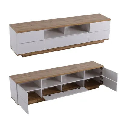 Produktbild von Lowboard moderner TV-Schrank in weißer Ausführung (für Wohnzimmer Schlafzimmer), TV-Board Fernsehschrank Kommode für Fernseher 180 x 38 x 46