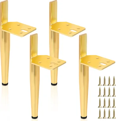 Produktbild von TolleTour 4er Set Möbelfüße Tischbeine Sockelfuß Tischfuß Möbel Metall Gold，Höhe:150 mm