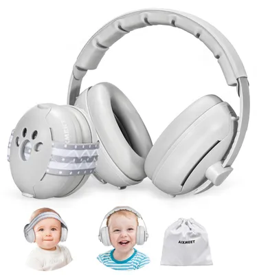 Imagen del producto de Protectores auditivos para bebés, 2 en 1, con cancelación de ruido, para edades de 3 a 48 meses, protección auditiva para niños pequeños