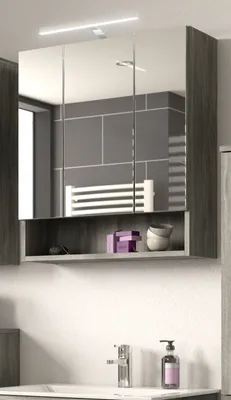 Produktbild von Badezimmer Spiegelschrank "Jacky" Rauchsilber grau Badschrank 3-türig 60 x 68 cm