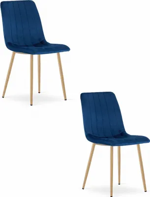Produktbild von LAVA-Stuhl - marineblauer Samt / holzfarbene Beine x 2