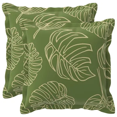 Productafbeelding van vidaXL Kussenhoezen, 2 stuks, met houten bladmotief, 50 x 50 cm, polyester