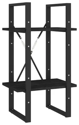 Produktbild von vidaXL Bücherregal 2 Böden Schwarz 40x30x70 cm Massivholz Kiefer