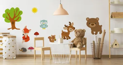 Zdjęcie produktu dla Naklejki NA ŚCIANĘ urocze zwierzątka misie do pokoju Dziecka z efektem 3D