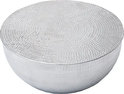 Produktbild von riess-ambiente Runder Couchtisch ORIENT II 60cm silber Metall Aluminium Hammerschlag Design Beistelltisch Tisch