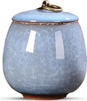 Immagine prodotto di Luxe Mini Urn 170 ML - Urna in Vetroceramica per persone e animali domestici - blu Hemel - Urna commemorativa decorativa
