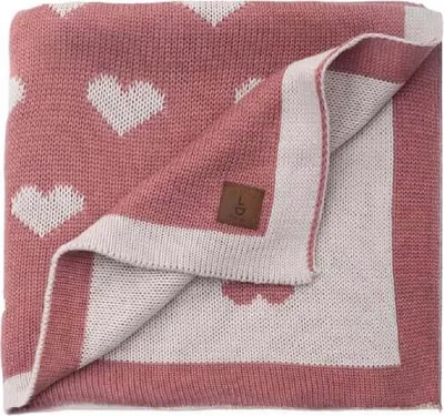 Produktbild von Baby Strickdecke, Babydecke, Weich & Atmungsaktiv, 80x100cm Ros Herzen