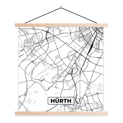 Produktbild von MuchoWow® Textilposter Karte - Hürth - Karte - Stadtplan 60x60 cm mit holzfarbenen Rahmen - Wanddekoration
