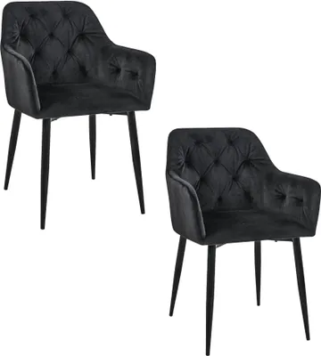 Produktbild von Esszimmerstühle mit Samt 2er Set AKORD SJ.030 Stuhl aus Velours in Schwarz