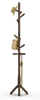 Image de Omgoods - Porte-manteau en bois autoportant - Avec 11 crochets pour vêtements et chapeaux