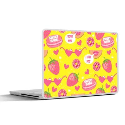 Produktbild von MuchoWow® Laptop Aufkleber Sticker Cover Lebensmittel - Muster - Rosa 25x18 cm - Laptop-Deko