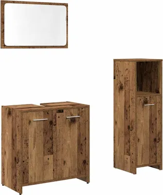 Image de vidaXL Ensemble de meubles de salle de bain 3 pièces imitation vieux bois matériau bois