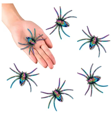 Produktbild von 6 irisierende Spinnen – Halloweendeko 7 x 5,5 cm