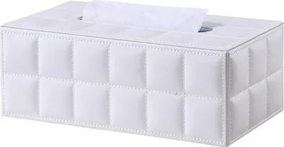 Produktbild von Rechteckige Taschentuchbox aus Leder (Weiß)