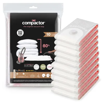 Image de COMPACTOR - Lot de 10 sacs de rangement sous vide 5 M + 5 L AspiSpace - 80 x x H.100 CM - Transparent