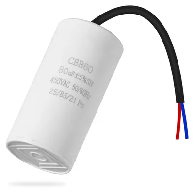 Obrázok produktu pre Kondenzátor na rozbehovanie motora, 450 V, 80 µF, s káblami