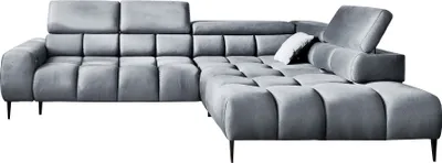 Produktbild von Ecksofa PLAZA L-Form | Rechte Seite | Funktional Komfortable Schlaffunktion Verstellbare Kopfstützen Verstellbarer Sitz Wellenfedersystem Hochelastischer Schaum 300x216x99 cm-Hellgrau
