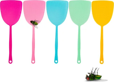 Produktbild von 10er Fliegenklatsche bunt - Mückenklatsche Mückenpatscher Fly Swatter, 35 cm Länge