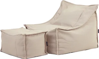 Produktbild von icon Sitzsack Sessel und Füßhocker Set Alto aus Olefin, für den Außenbereich, Beige