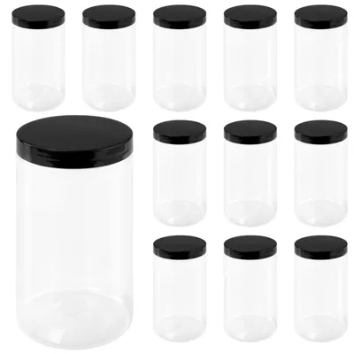 12er-Set 1000 ml Plastikdosen mit Deckel, transparent, Vorratsbehälter