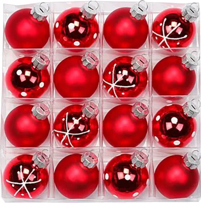 Produktbild von Weihnachtskugeln Merry Red | Ø 4 cm | 16 Stück | Glas | Rot | Mini